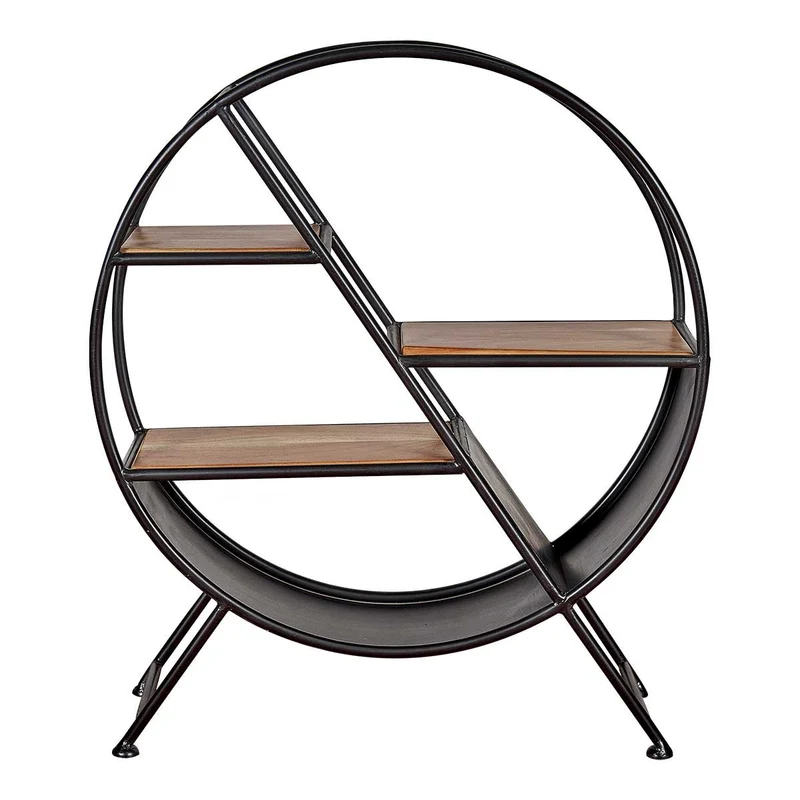 Estantería industrial redonda acero y madera Syne
