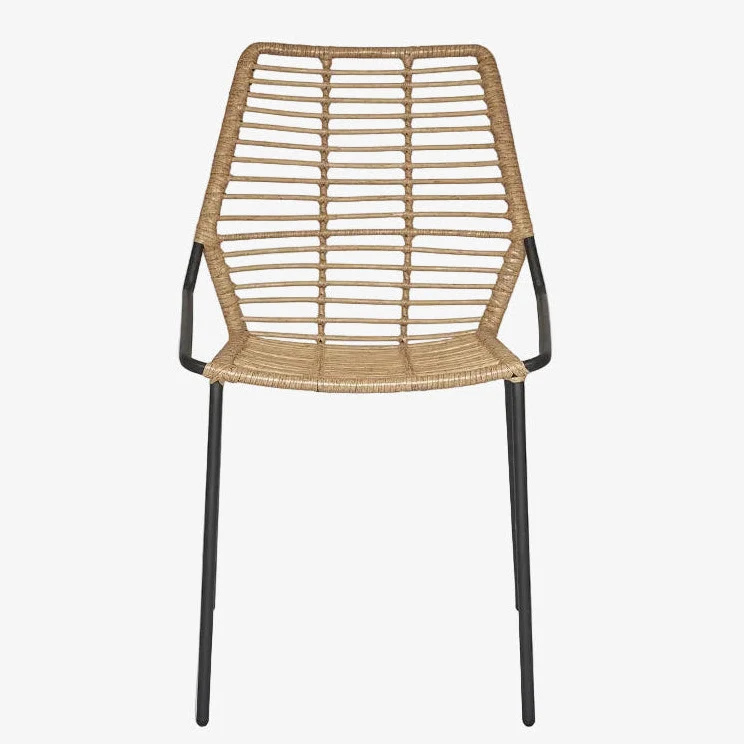 Silla de comedor ratán sintético y acero negro Tantra