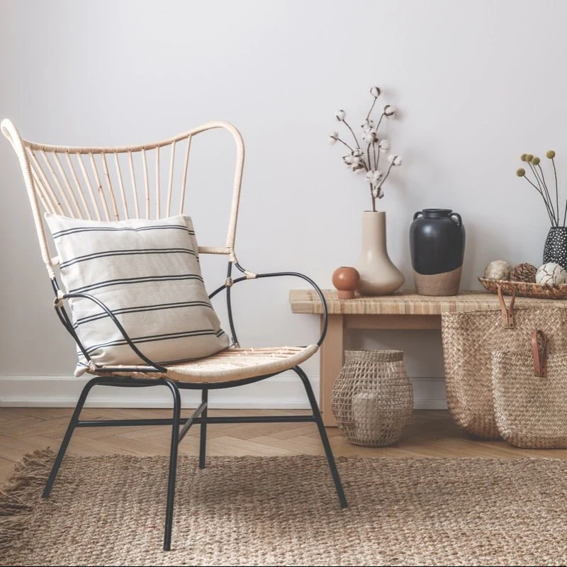 Silla de rattan con brazos sintético Butterfly