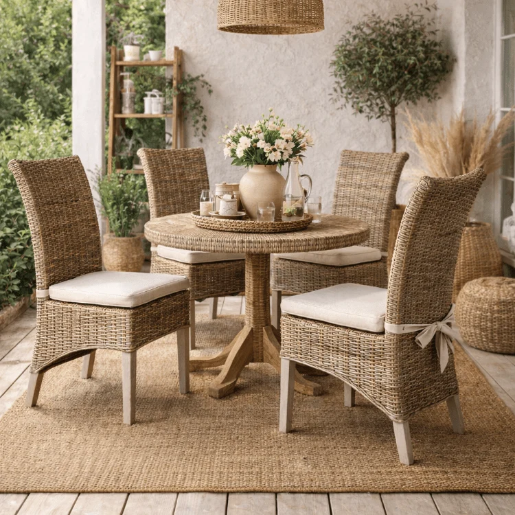 Silla de comedor ratán cojín Bianca