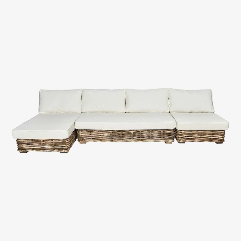 Sofá chaise longue modular ratán Mico
