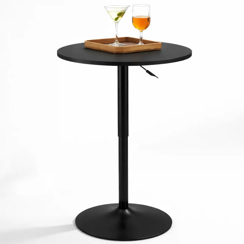 Tavolo Bar Girevole Nero Diametro 60cm con Altezza Regolabile per Bar Ristoranti