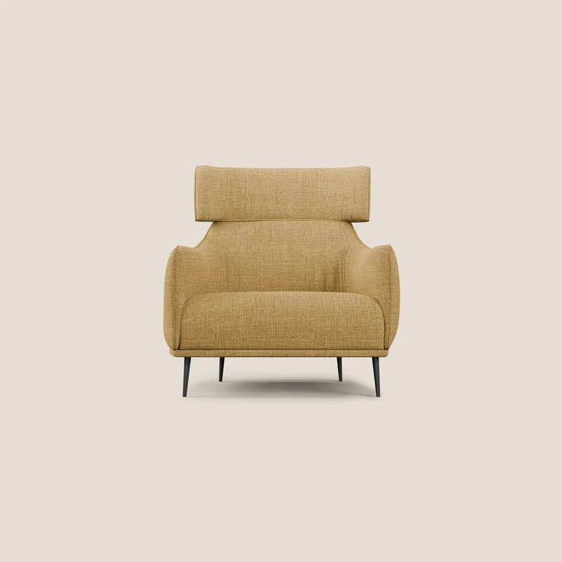 Zelda Poltroncina dal design moderno in morbido tessuto impermeabile T06 giallo
