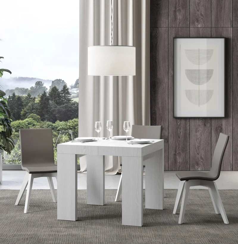 Napal - Tavolo in legno da pranzo quadrato allungabile cm 90/246x90x77h - vari colori