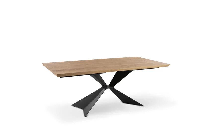 Tavolo fisso da pranzo moderno base in metallo piano in legno cm 160x90x76h - vari colori