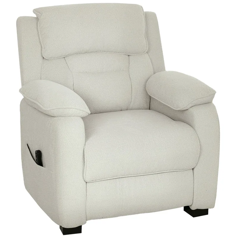 Poltrona Reclinabile 150° con Poggiapiedi Telecomando e Tasca Laterale 96x90x103 cm Effetto Velluto Beige