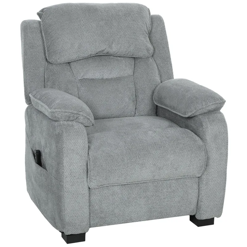 Poltrona Reclinabile 150° con Poggiapiedi Telecomando e Tasca Laterale 96x90x103 cm Effetto Velluto Grigio