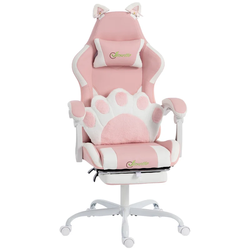 Sedia da Gaming Ergonomica Reclinabile con Poggiapiedi Rosa