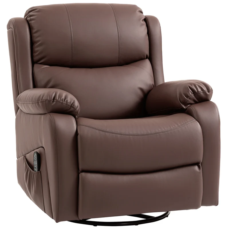 Poltrona Relax Reclinabile 87x97X100 cm con 8 Punti Massaggianti Riscaldanti e Poggiapiedi Marrone