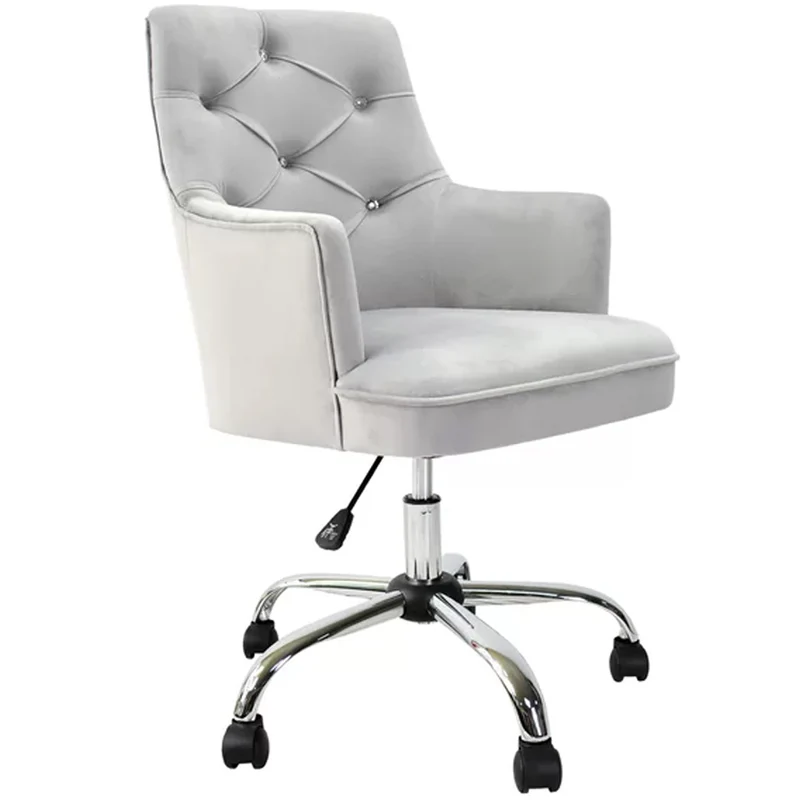Sedia da Ufficio Ergonomica Girevole 360° Poltrona in Velluto Grigio