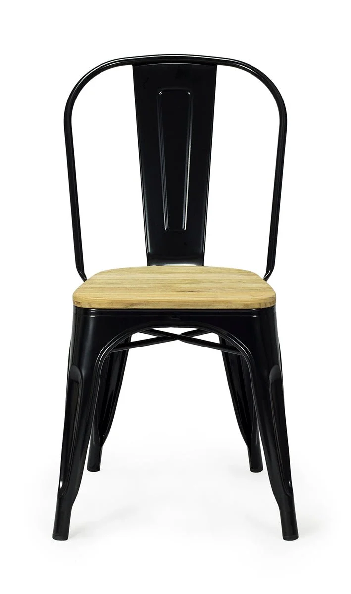 Silla de comedor industrial acero asiento madera Tolux