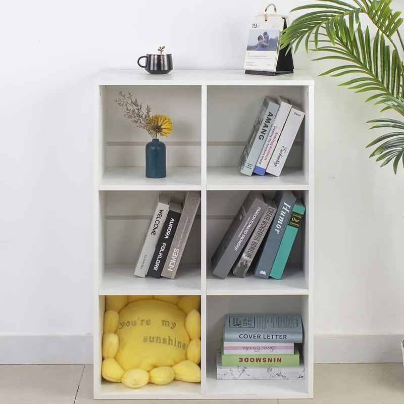 Mobile Libreria Scaffale 3 Ripiani 6 Vani Casa Ufficio Design In Legno Bianco