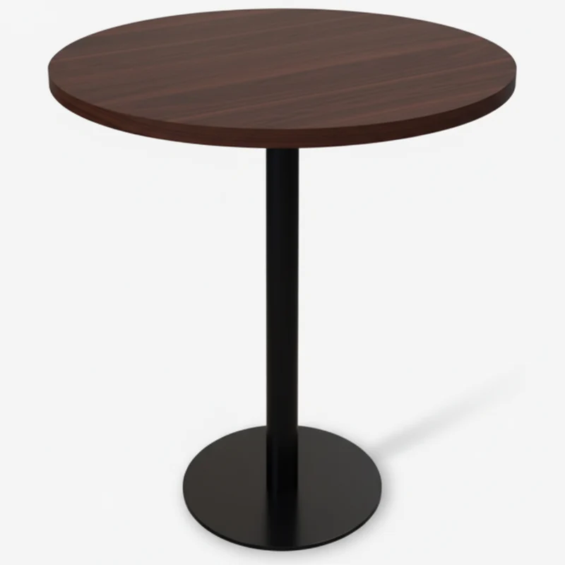Tavolo da pub con piano legno diametro 80x3 e base in ferro