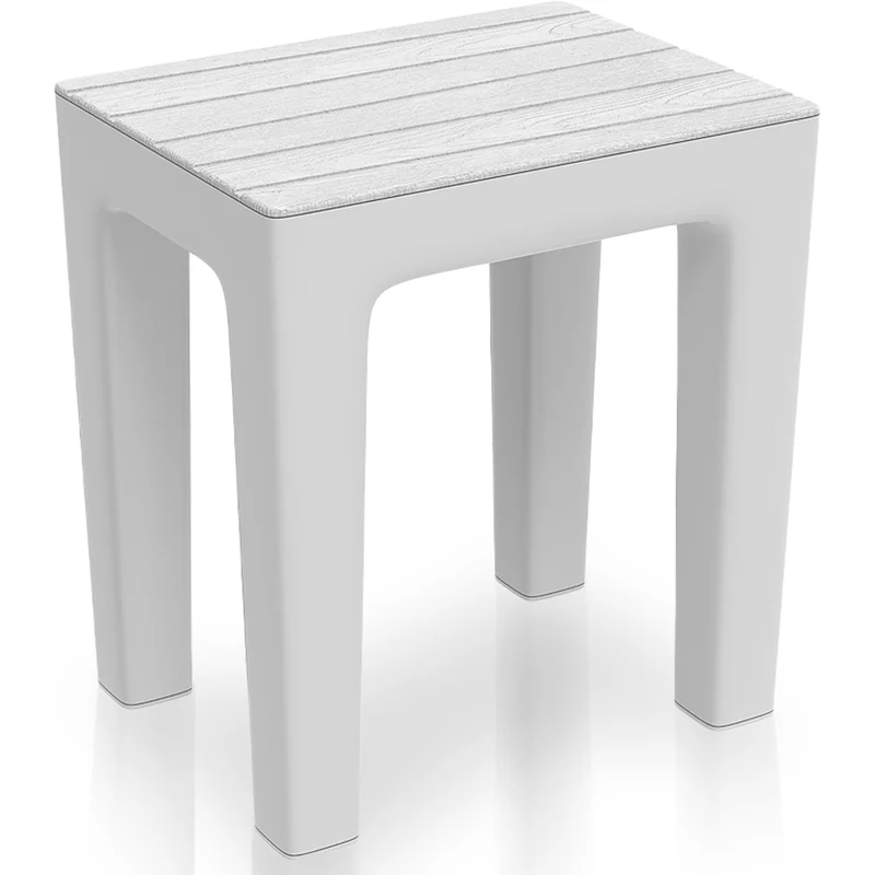 Sgabello da Bagno Multiuso Effetto Legno Salvaspazio Portata 150 kg Bianco