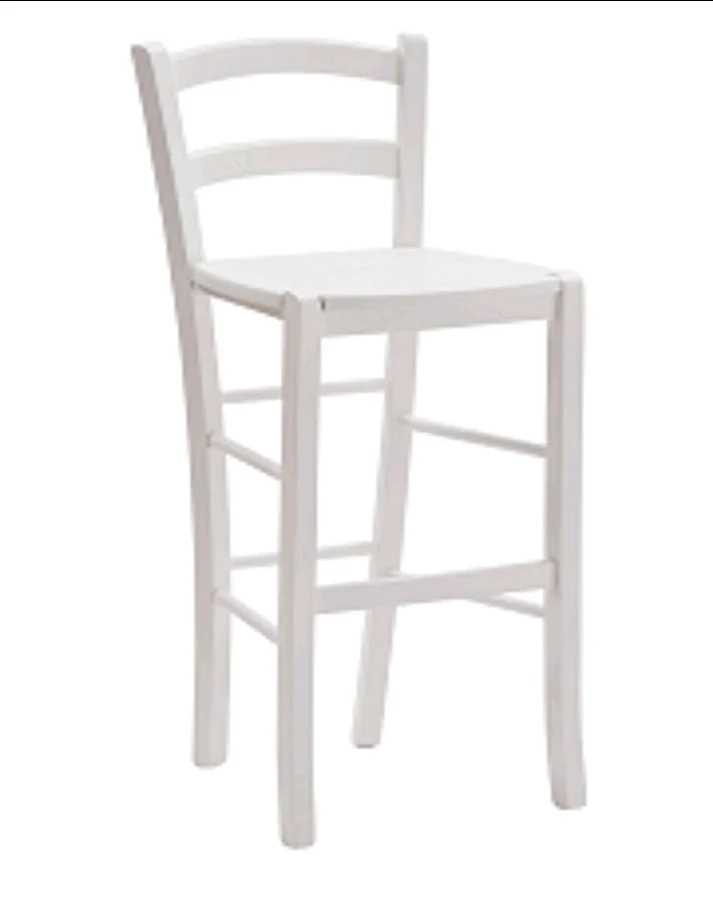 Sgabello con fondino legno, laccato bianco