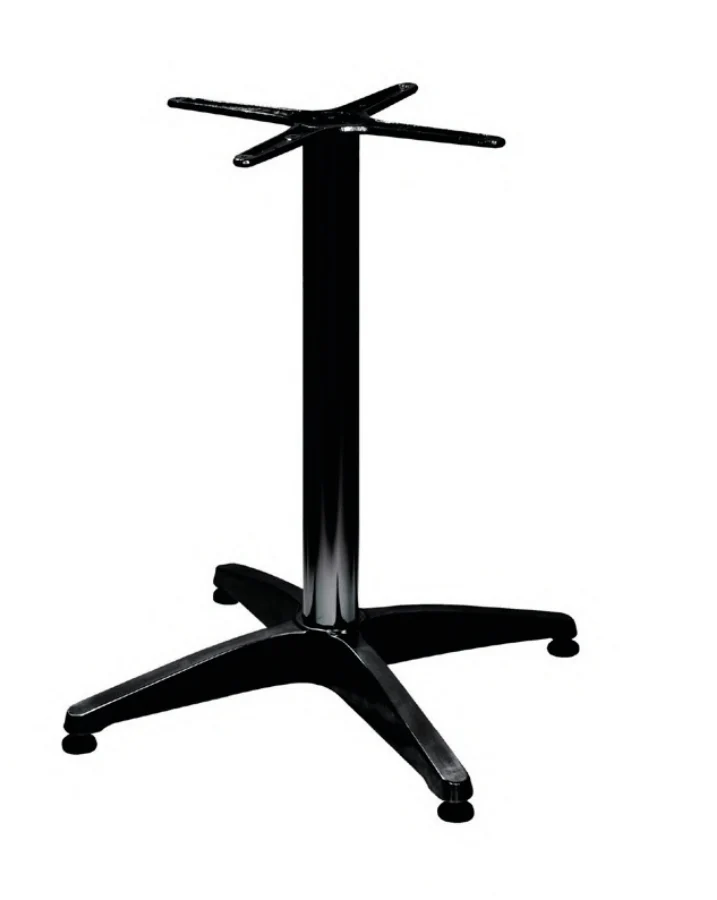 Base in alluminio a 4 razze con piedini regolabili. Adatta al montaggio di piani misura max 60x60.
