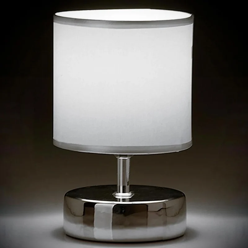 Lampada da Tavolo Lume Comodino Ceramica Tessuto Bianco Design Moderno Abatjour