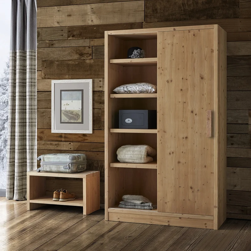 ARMADIO CORTINA 1 ANTA SCORREVOLE LEGNO MASSELLO DI ABETE 125X55X220