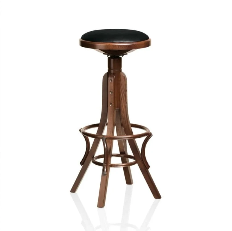 Sgabello Girevole Arte Povera Noce Scuro - Arredo Bar Pub Contract