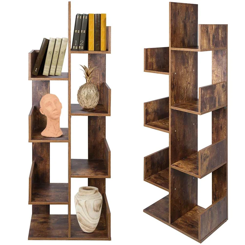 Libreria Design Moderno Industriale Scaffale 8 Ripiani legno MDF Casa Ufficio