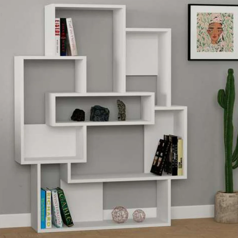 Libreria Design Moderna Scaffale 7 Ripiani 132x101x22cm Casa Ufficio Bianco
