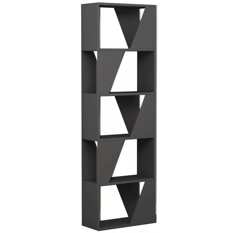 Libreria Design Moderna Scaffale 5 Ripiani 168x54x24cm Casa Ufficio Grigio