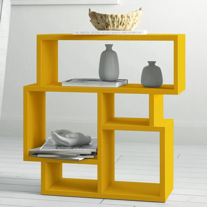 Libreria Tavolino Laterale Divano Design Moderno 5 Ripiani 60x22x54 Casa Senape