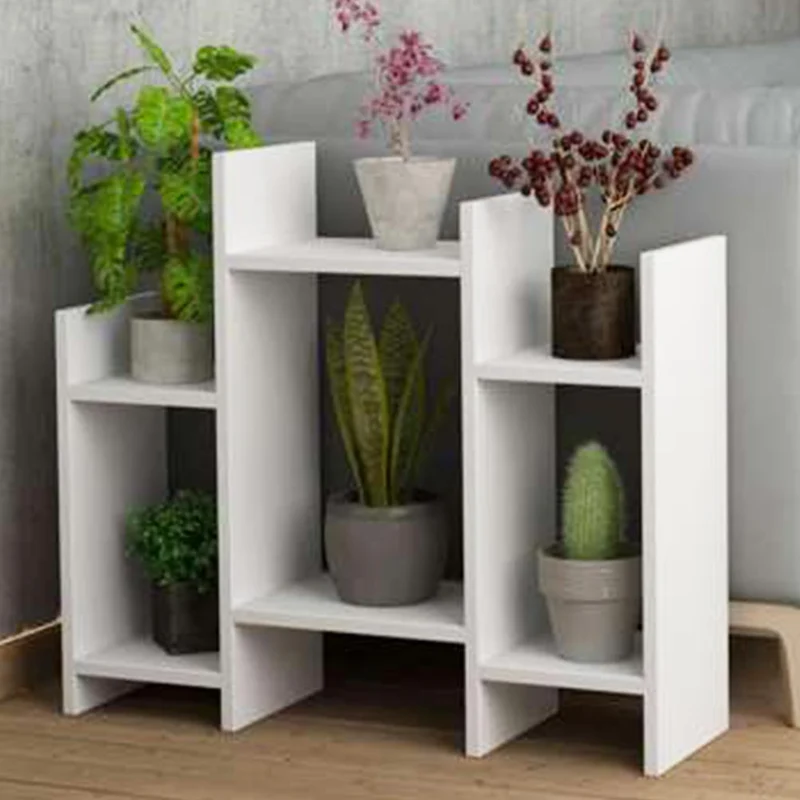 Libreria Tavolino Laterale Divano Design Moderno 6 Ripiani 65x22x77 Casa Bianco
