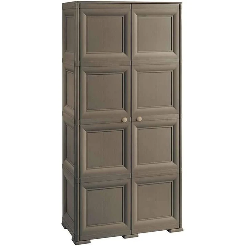 Armadio Plastica 2 Ante 8 Scomparti Wenge' Uso Interno Esterno ‎79 x 43 x 164Hcm