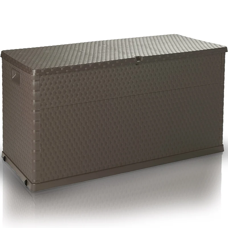 Baule Contenitore Capienza 420L Colore Marrone Effetto Rattan Interno Esterno