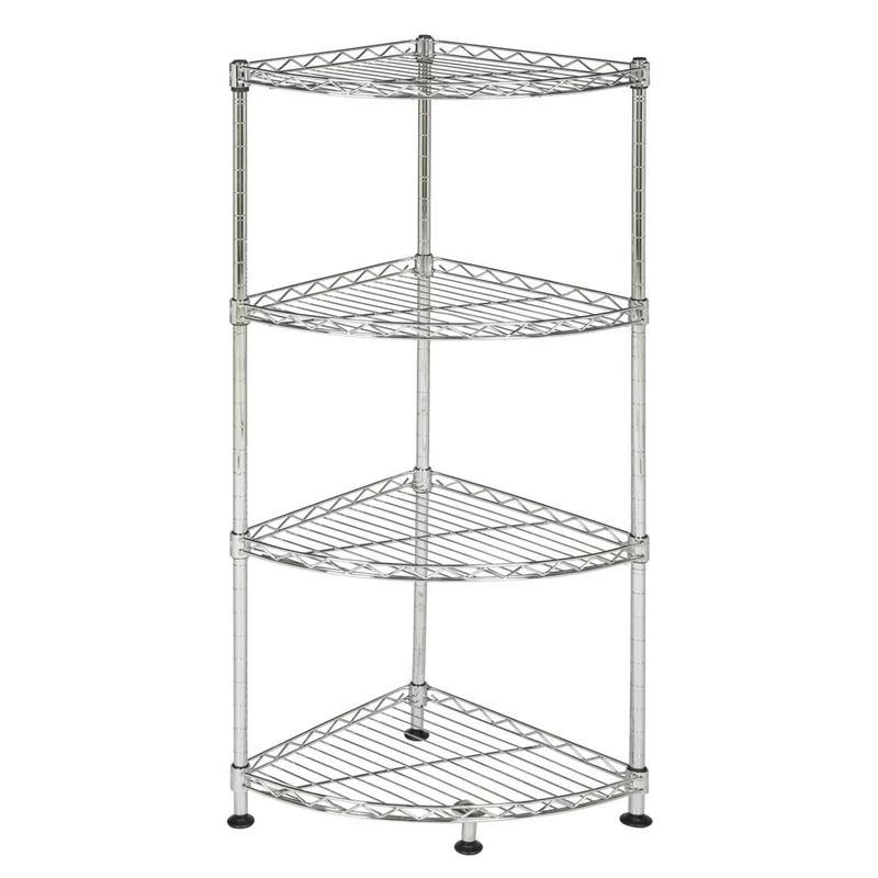 Scaffale Angolare 4 Ripiani Acciaio Mobile Libreria Angolo Multiuso 35x35x80cm