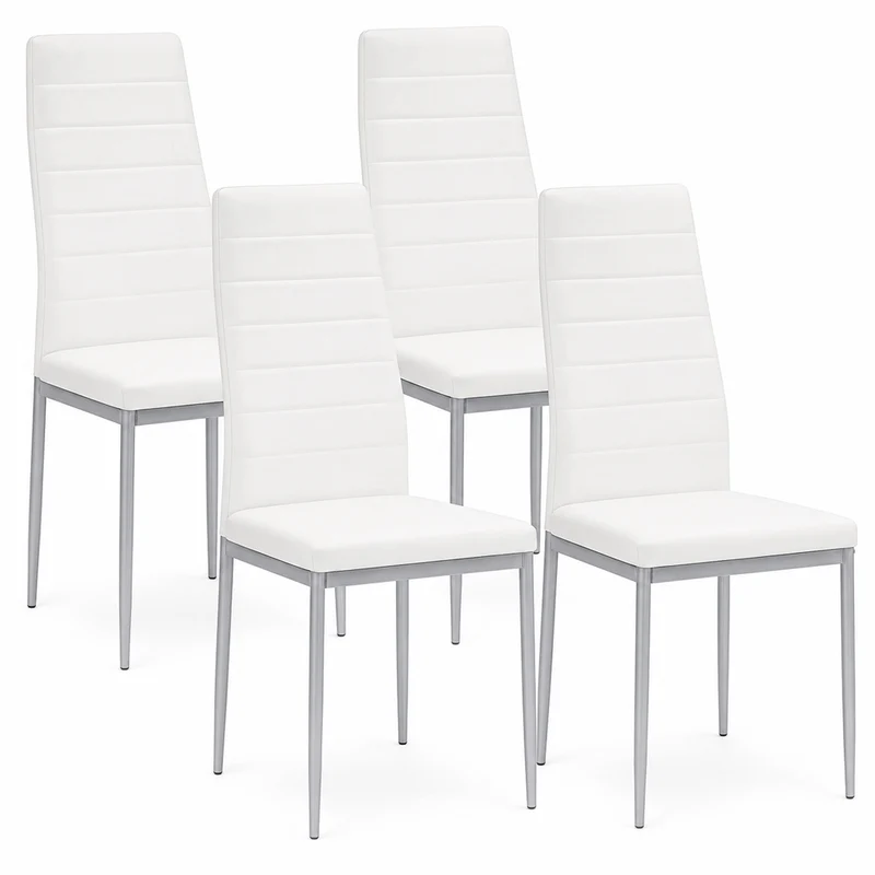 Set 4 Sedie Moderne sala Pranzo Salotto Cucina Seduta Imbottita Ecopelle Bianco