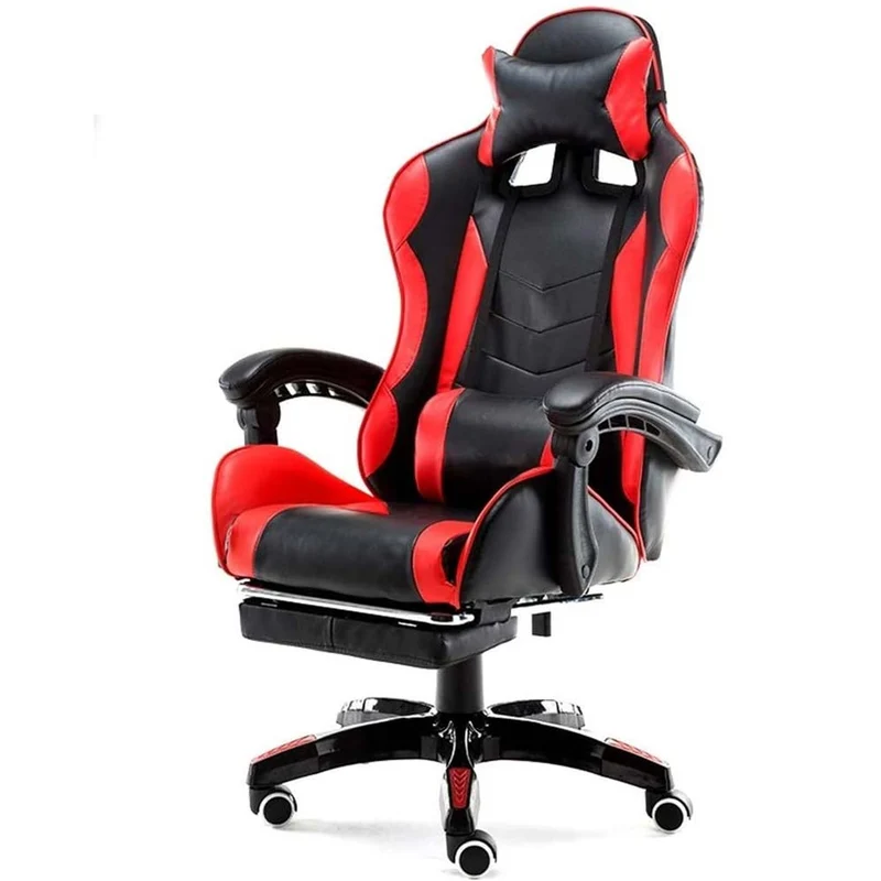 Sedia Poltrona Gaming Scrivania Ufficio Casa Reclinabile con Poggiapiedi Rosso