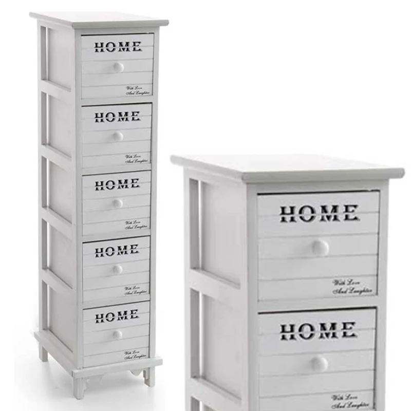 Cassettiera Mobile Salvaspazio 5 Cassetti Slim Bianco Design Retro Home Decor