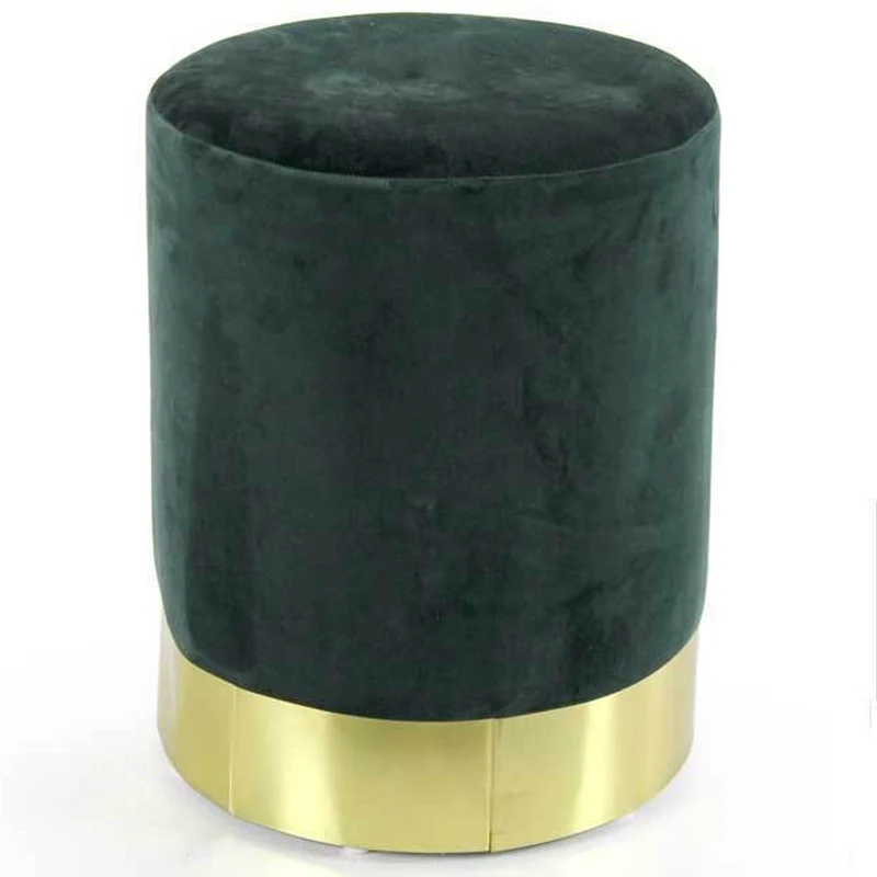 Pouf Poggiapiedi in Velluto Verde Scuro Struttura MDF 31x31x38cm Base in Metallo