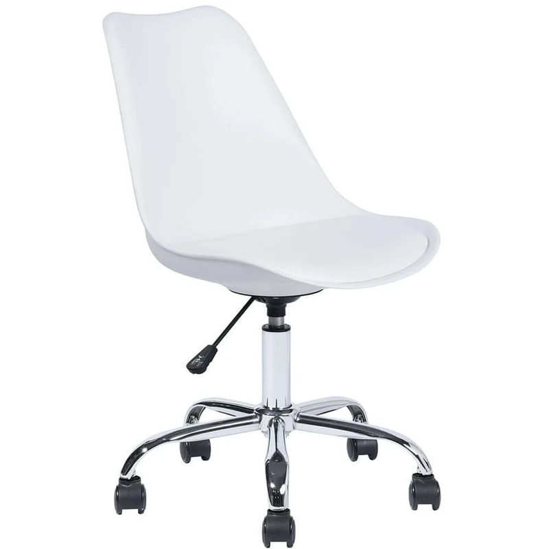Sedia da Scrivania Ergonomica con Ruote in Polipropilene Ufficio e Cameretta White