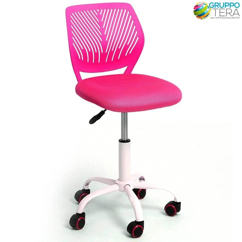 Sedia Ufficio Girevole Schienale Ergonomico Altezza Regolabile con Ruote Rosa