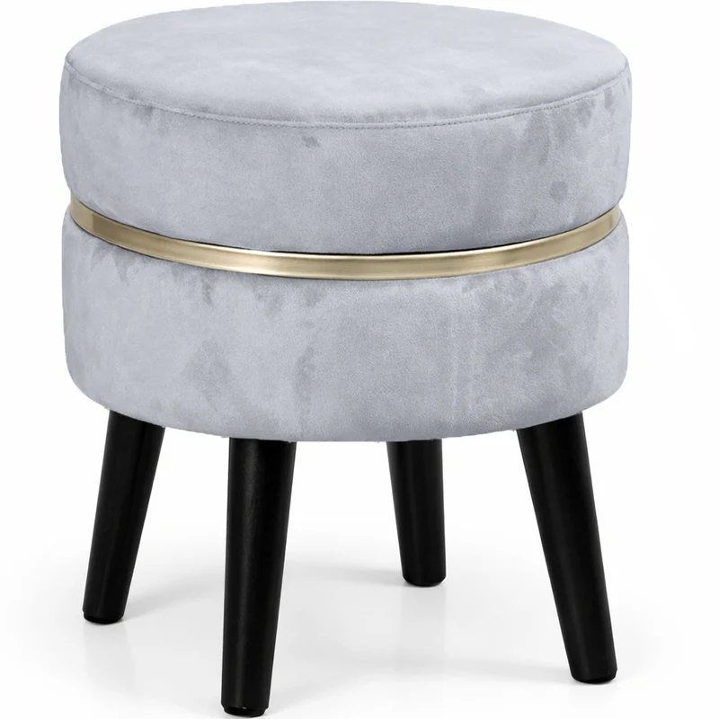 Pouf Sgabello Rotondo Cielo Design Moderno Poggiapiedi con Rivestimento Velluto