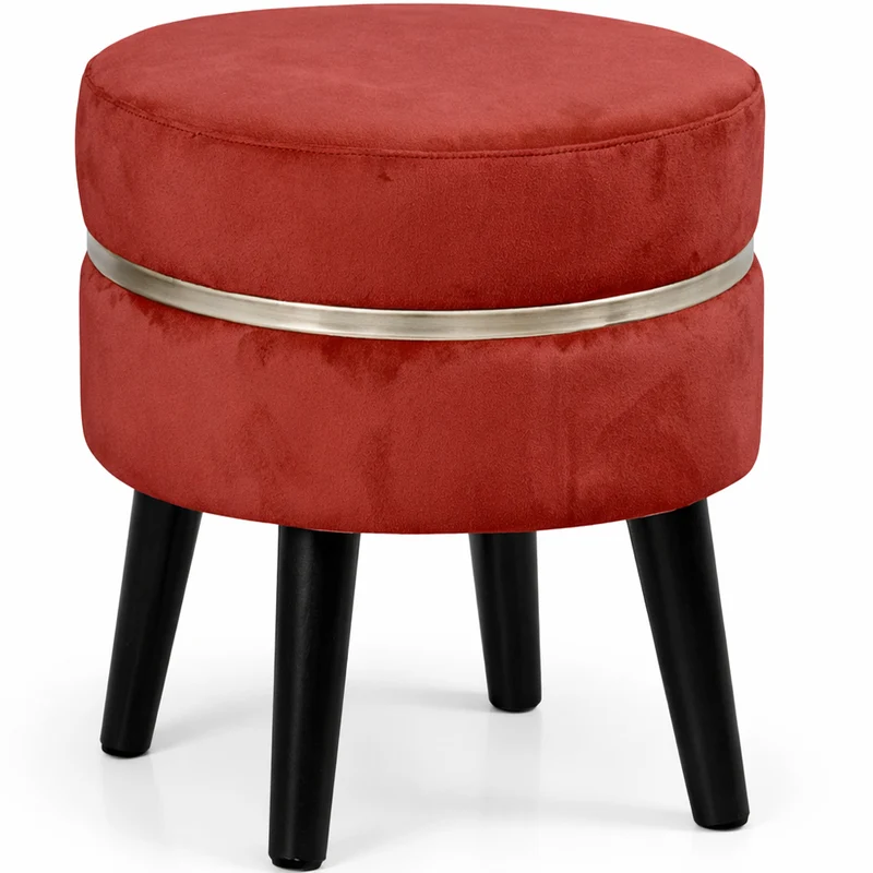 Pouf Sgabello Rotondo Bordeaux Design Moderno Poggiapiedi Rivestimento Velluto