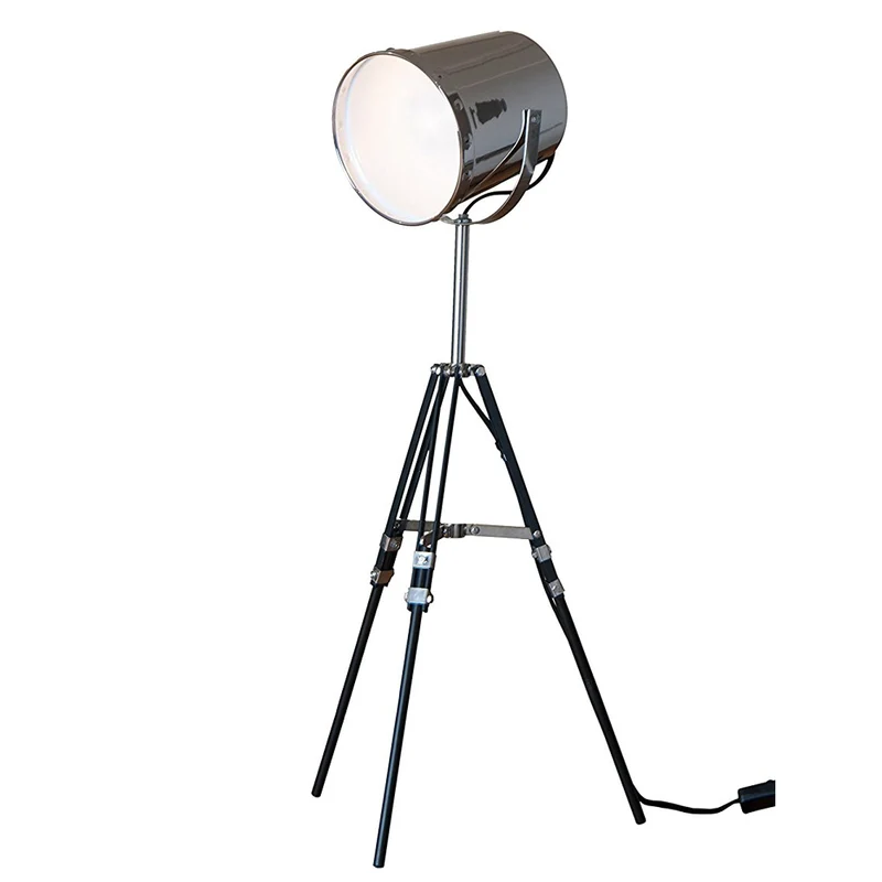 Lampada Da Tavolo Scrivania Teatro Con Treppiedi e Paralume In Ferro 64cm 25W