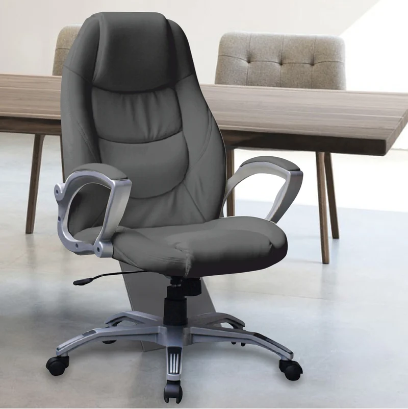 Sedia Poltrona Ufficio Girevole 360° in Ecopelle Schienale Regolabile Ergonomica