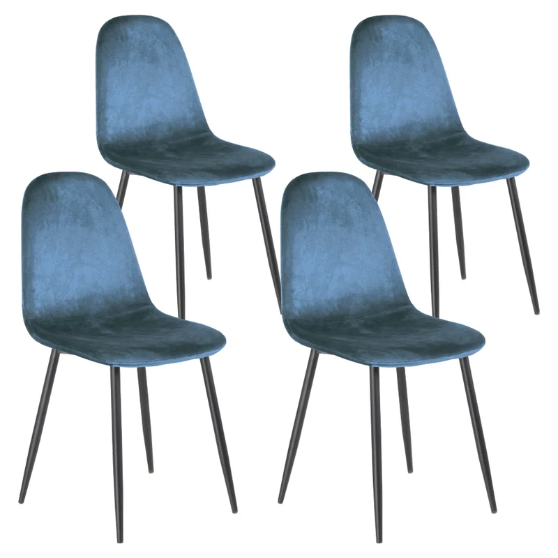 Sedia Poltroncina Blu Set 4pz per Sala da Pranzo Design Moderno e Elegante
