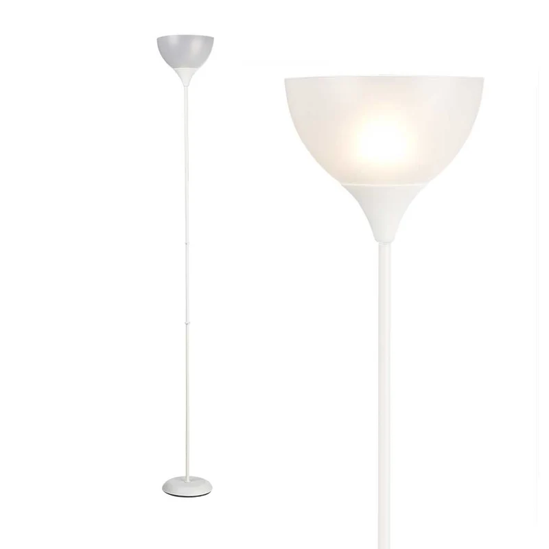 Piantana da Terra Ufficio Soggiorno Metallo Bianco Trasparente H.185cm E27