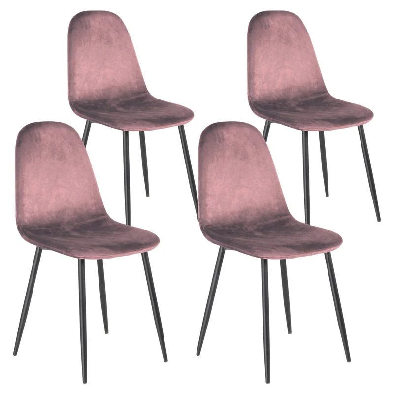 Sedia Poltroncina Set 4pz Multifunzionale Rosa Antico in Velluto Design Moderno