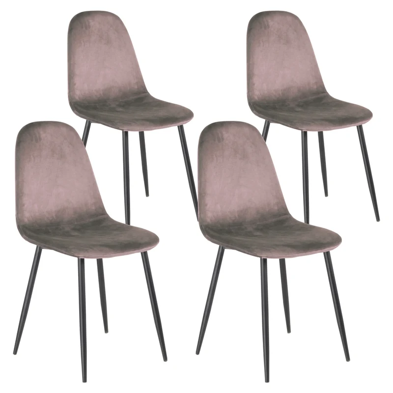 Sedia Poltroncina Fango Set 4pz Velluto Morbido Multifunzionali Design Ergonomico