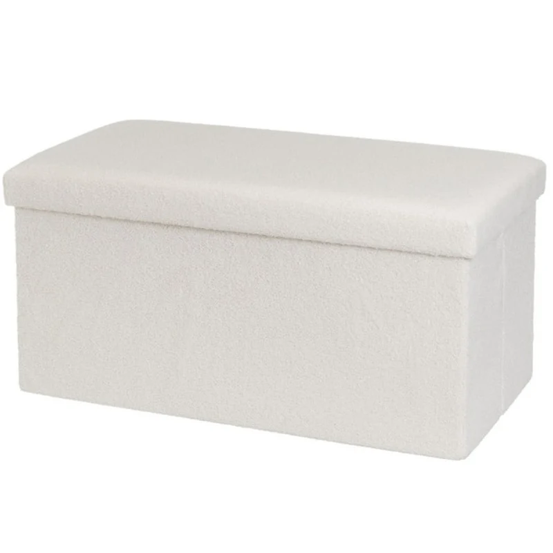 Pouf Baule Contenitore Cassapanca Pieghevole Ecru Poggiapiedi 76x38x38 cm