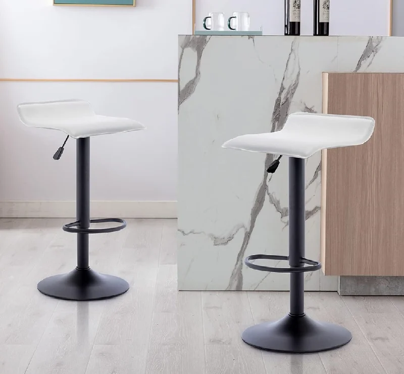 Coppia Sgabelli Cucina Bar Bistrot Pelle Poggiapiedi Nero Bianco Versatile