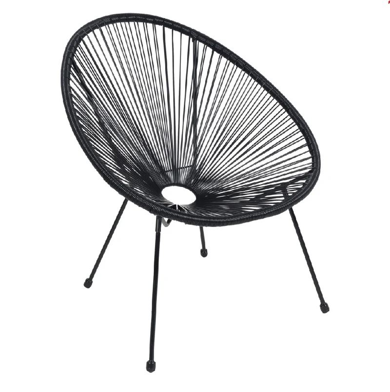Sedia Poltrona 2 pz in Polyrattan da Esterno e Interno Design Moderno Nero