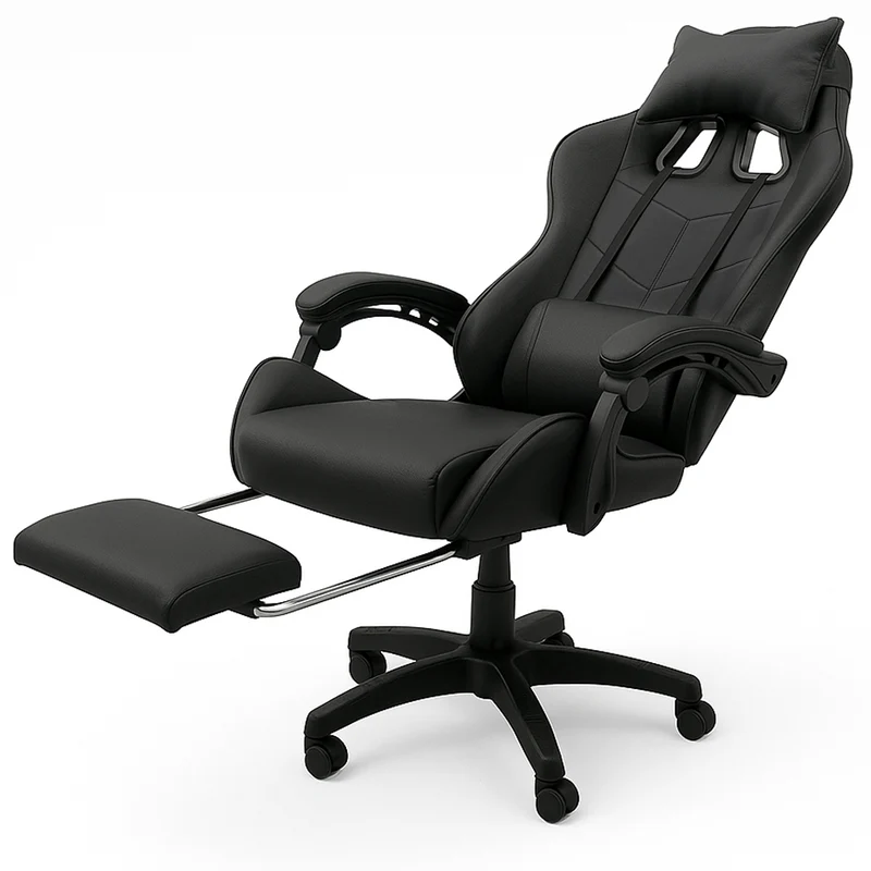 Sedia da Gaming Ecopelle Nero Seduta Reclinabile da Scrivania Ufficio Cameretta