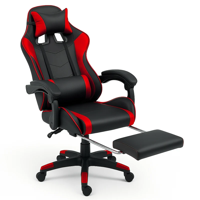 Sedia da Gaming Ecopelle Nero e Rosso Reclinabile da Scrivania Ufficio Cameretta
